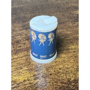 Vintage Paper Labeled Salt Shaker Girl with Umbrella Mini SALT only No Pepper